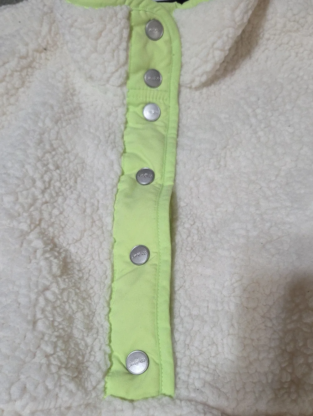 New Justice 16/18 Plus Cream Sherpa Pullover with Lime Trim